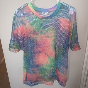iheartraves Medium rainbow mesh top